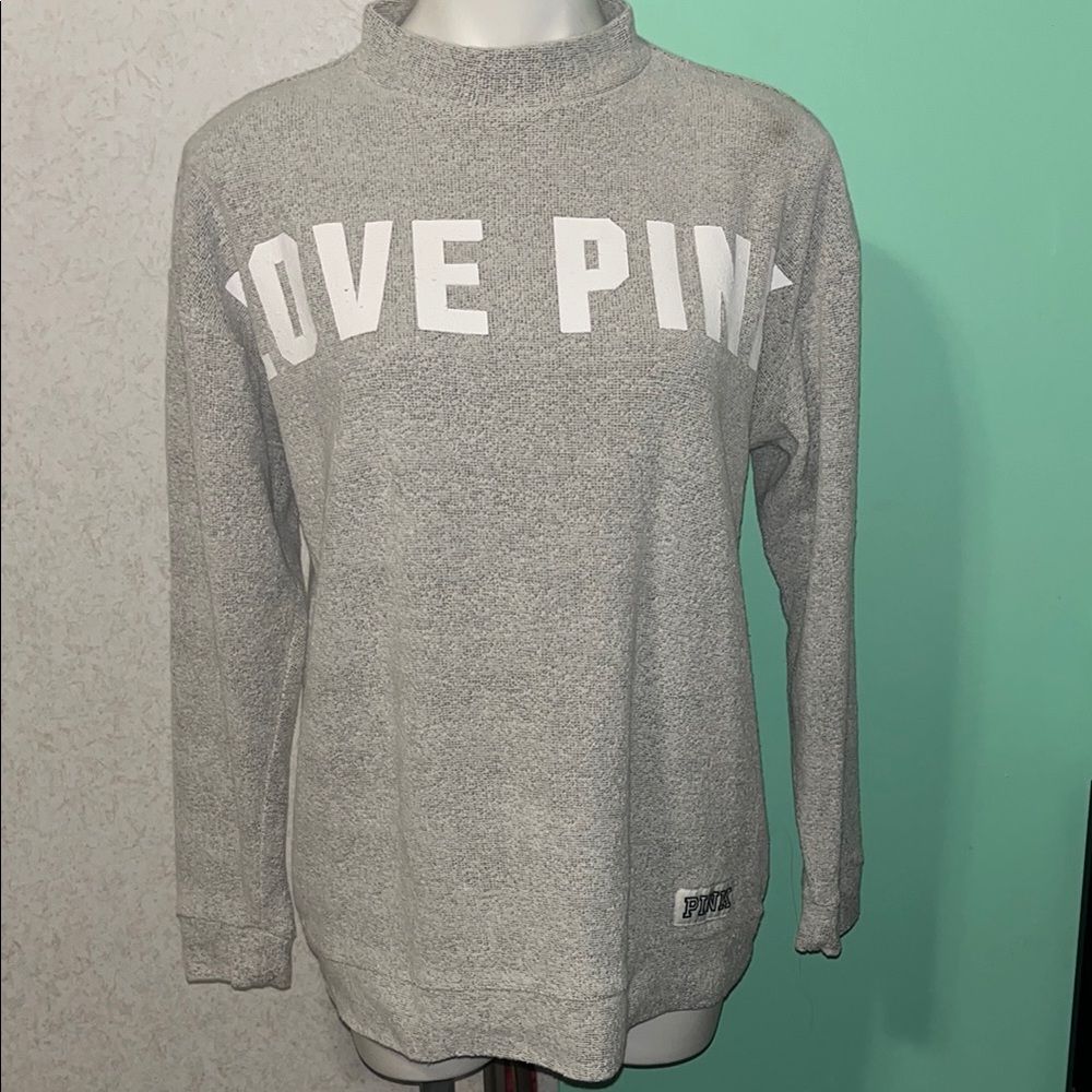 PINK Victoria's Secret Gray 'LOVE PINK' Pullover Sweatshirt